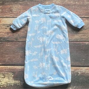 Carter's Light Blue Animal Print Fleece Zippered Sleep Sack Size 0-9 Months